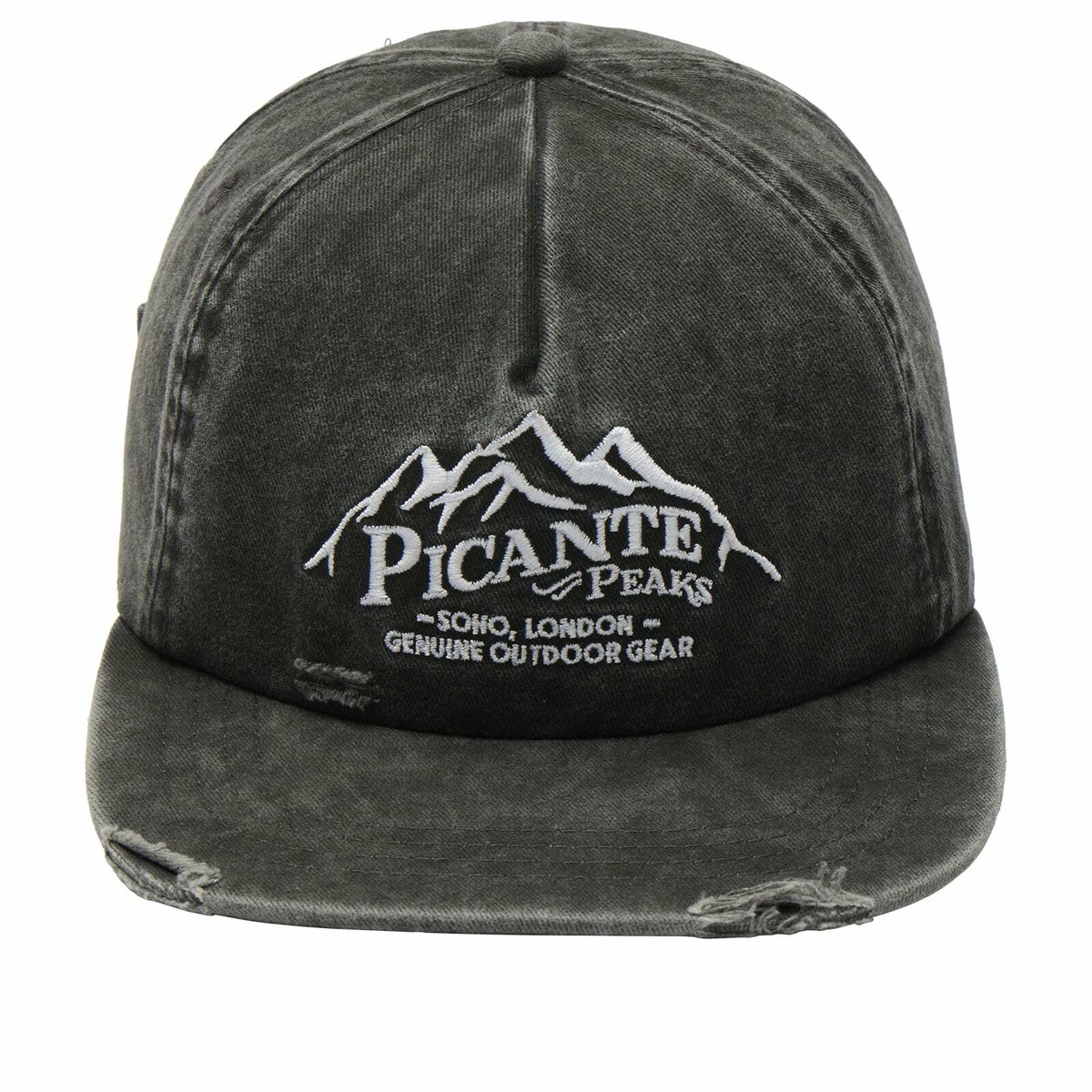 Picante Men's Peaks Crew Cap in Washed Black 