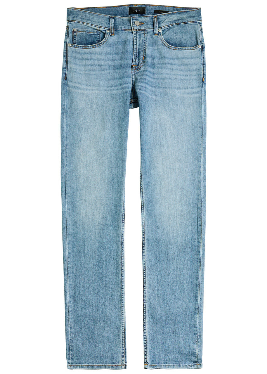 7 For All Mankind Slimmy Tapered-leg Jeans Light Blue