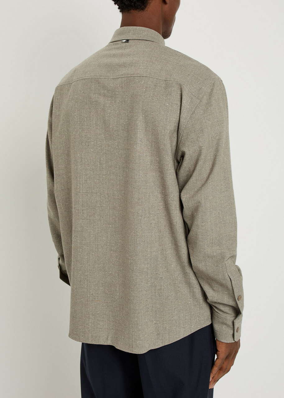 Herno Wool and Silk-blend Overshirt Light Grey