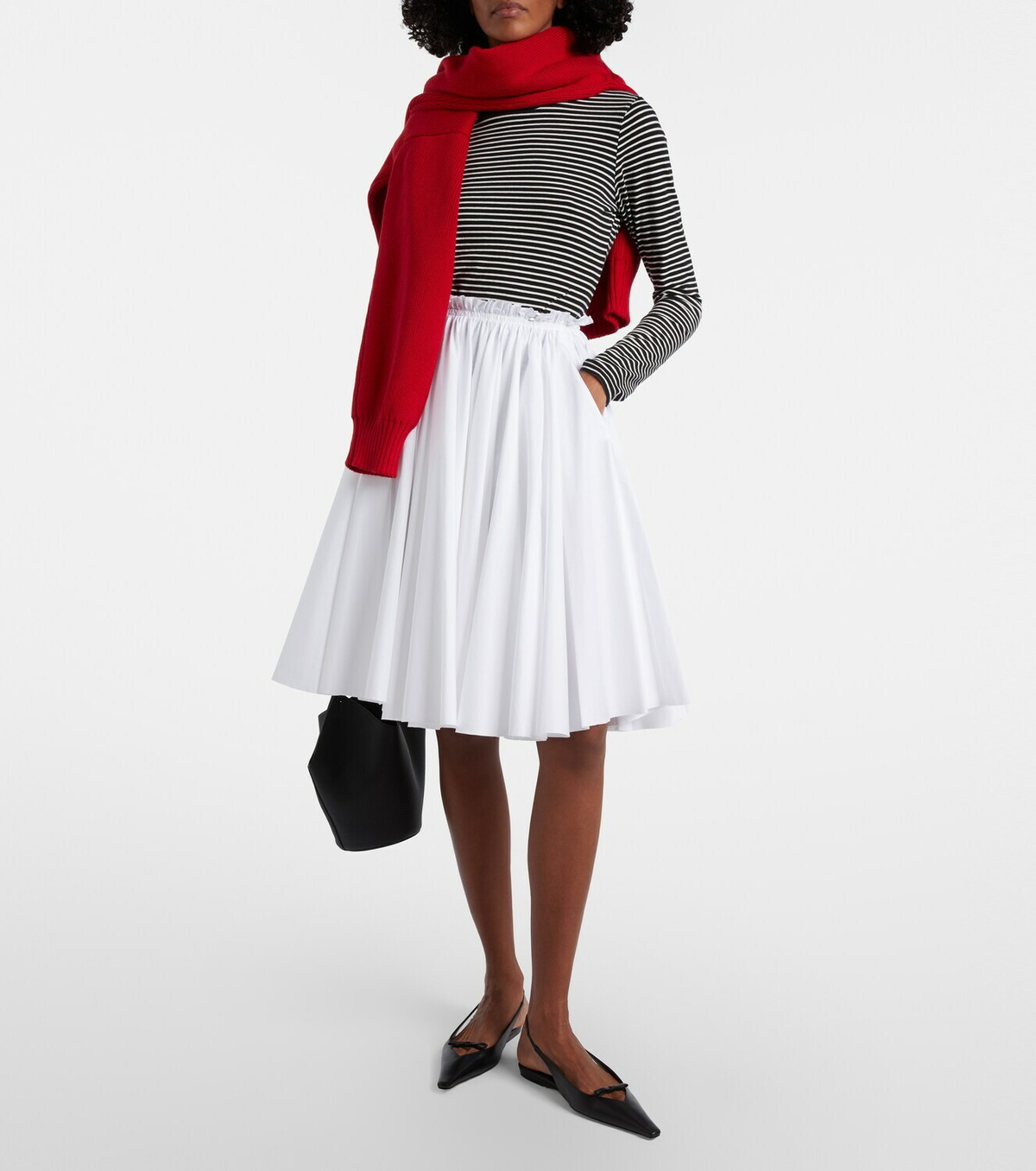 Ami Paris Corolla gathered cotton midi skirt
