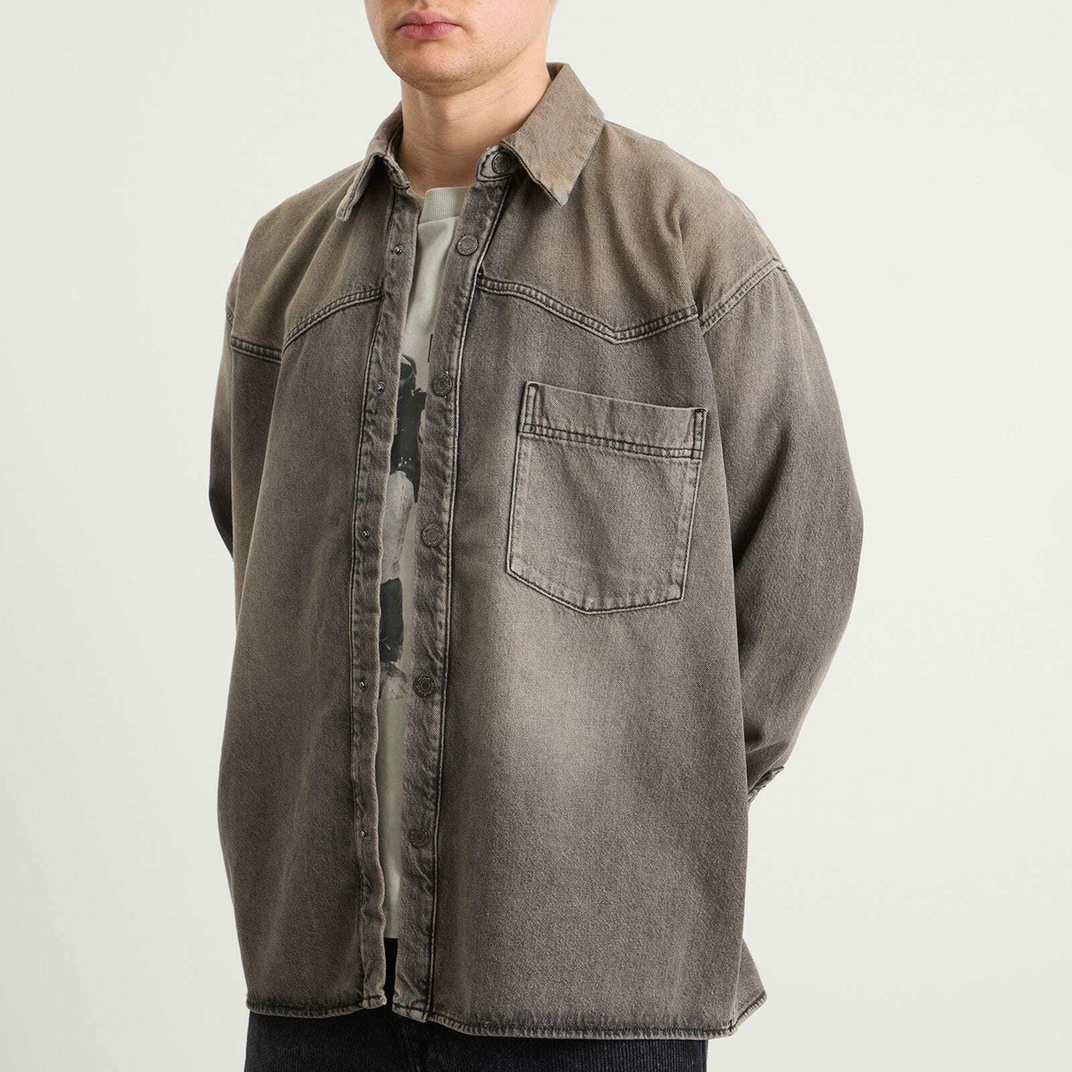 Won Hundred Men's Zayne Denim Overshirt in Tintet Grey