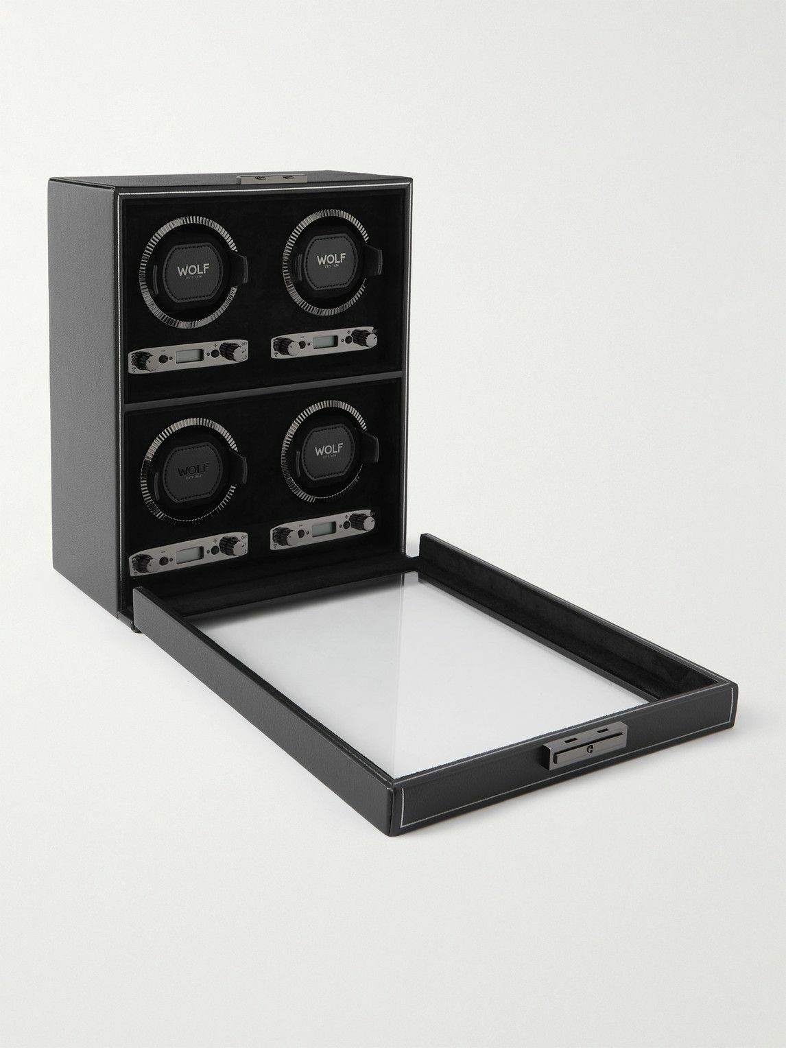WOLF - British Racing Pebble-Grain Vegan Leather Four-Piece Watch Winder