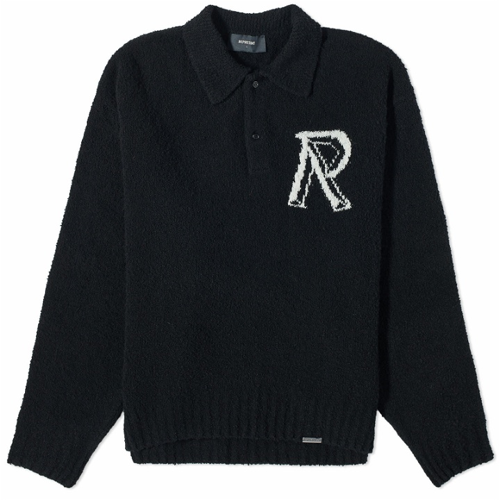 Photo: Represent Men's Initial Boucle Polo Shirt in Jet Black