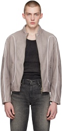 Diesel Gray L-Krix Leather Jacket