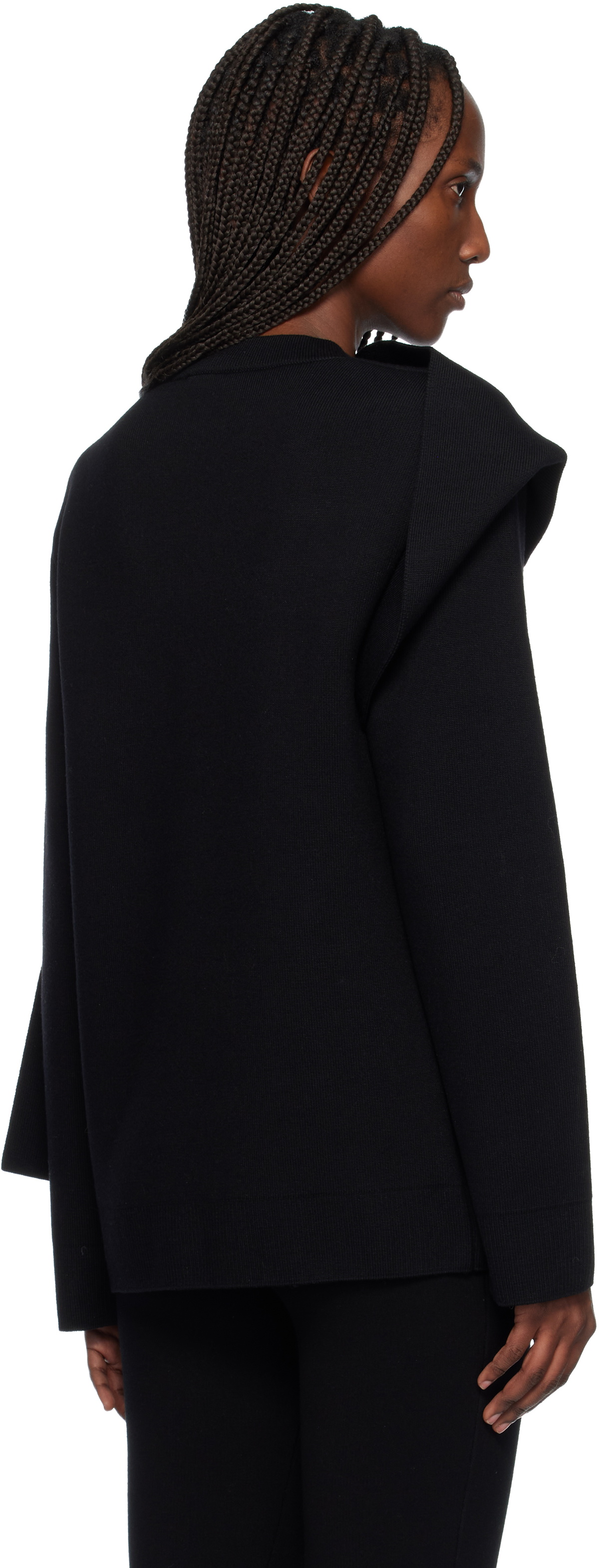 Courrèges Black Scarf Oversized Wool Sweater