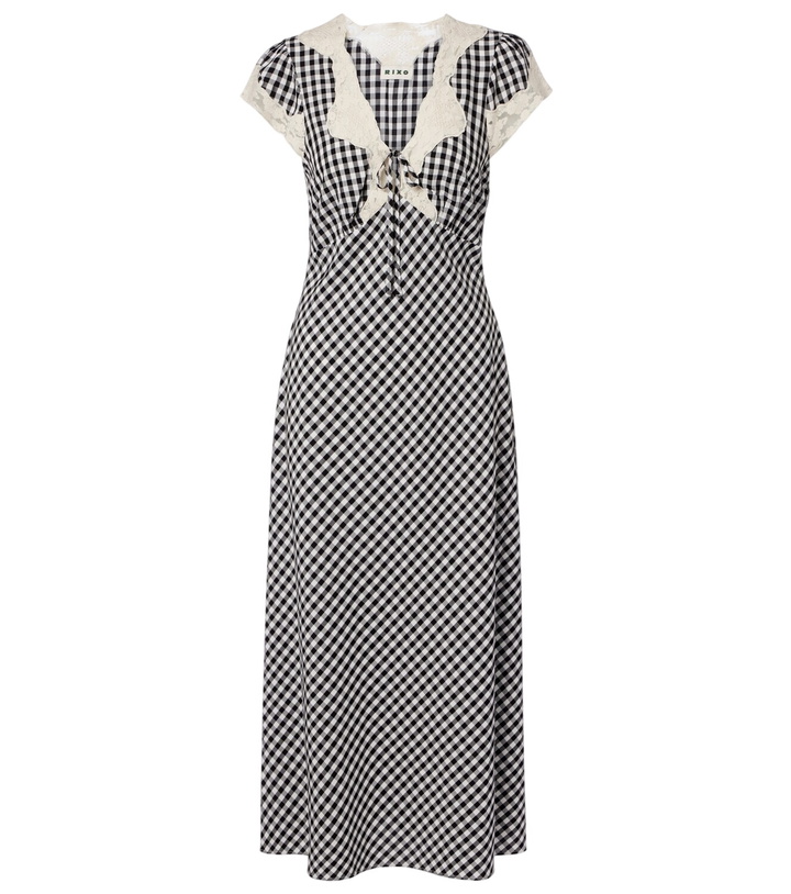 Photo: Rixo Amari lace-trimmed checked midi dress