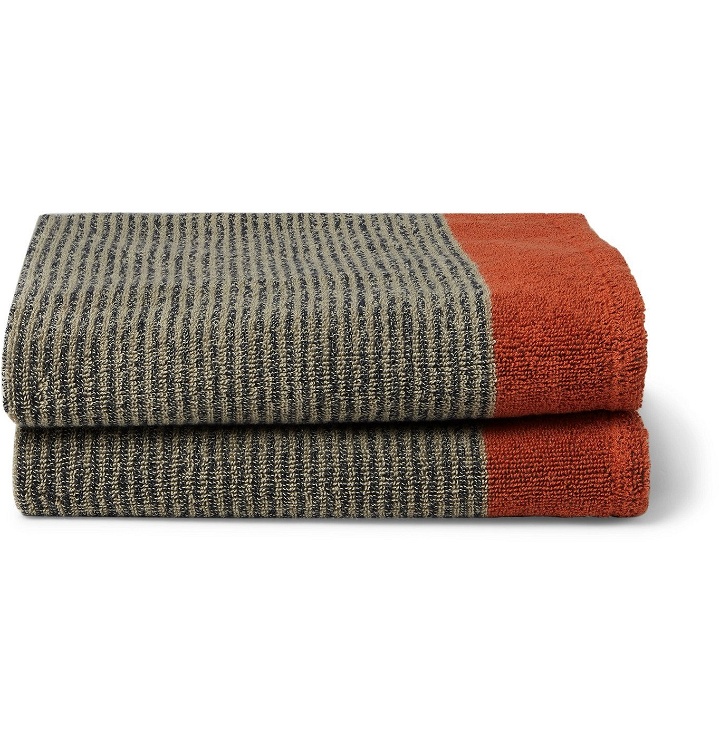 Photo: Cleverly Laundry - Set of Two Striped Cotton-Terry Shave Towels - Multi