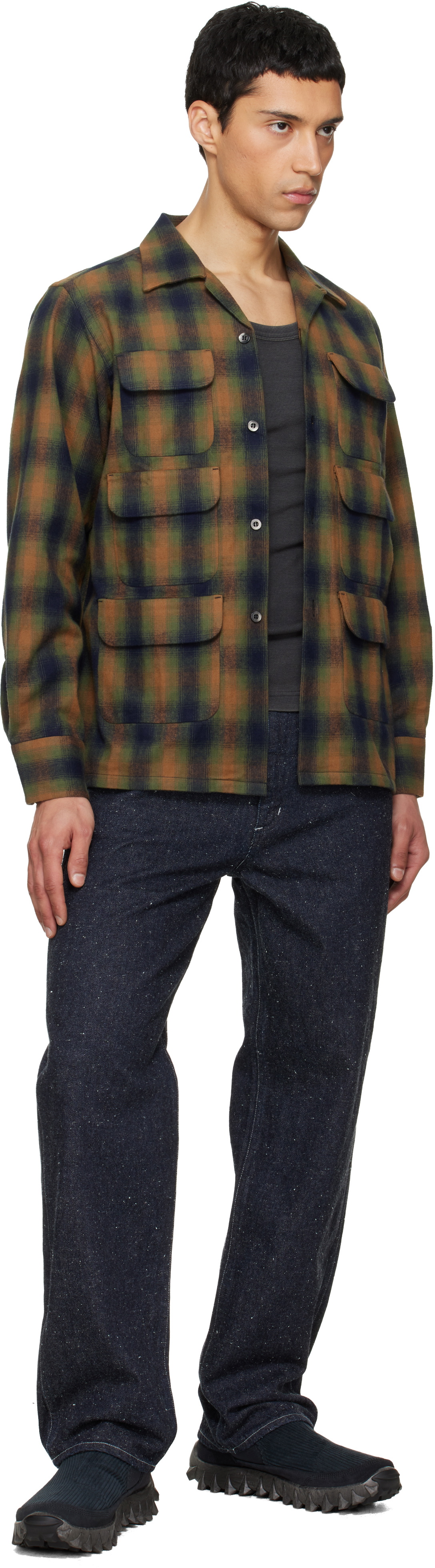 South2 West8 Khaki & Navy 6 Pocket Shirt