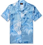 Tod's - Camp-Collar Printed Silk-Twill Shirt - Men - Blue
