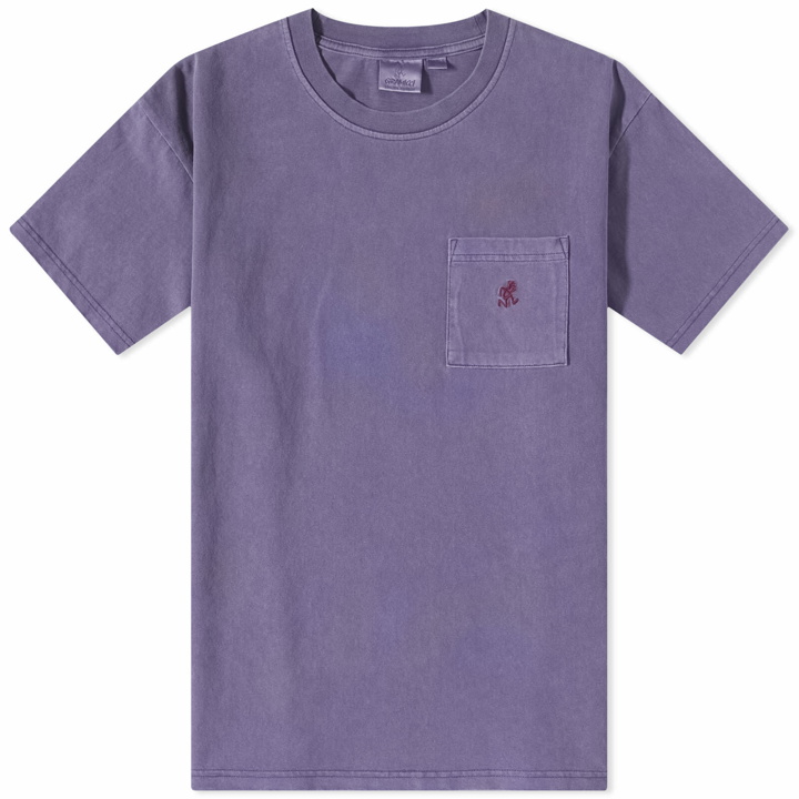 Photo: Gramicci Men's One Point T-Shirt in Purple Pigment