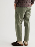 Folk - Assembly Cropped Tapered Pleated Garment-Dyed Cotton-Twill Trousers - Green