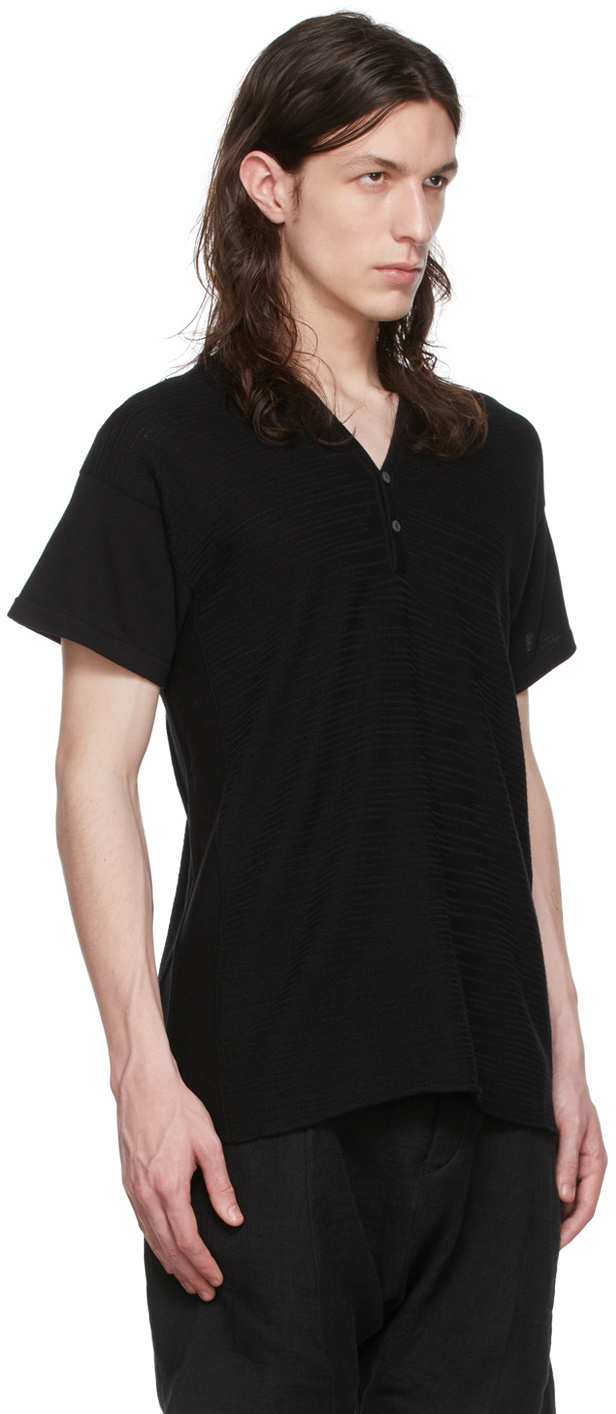 Label Under Construction Black Cotton Henley