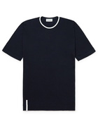 John Smedley - Dartford Contrast-Tipped Sea Island Cotton T-Shirt - Blue