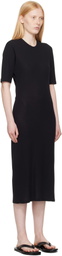AMI Paris Black Cotton Short Sleeve Maxi Dress