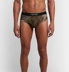 TOM FORD - Camouflage-Print Stretch-Cotton Briefs - Green