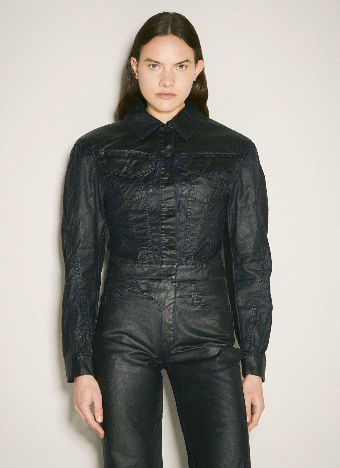 Mugler Waxed Denim Jacket