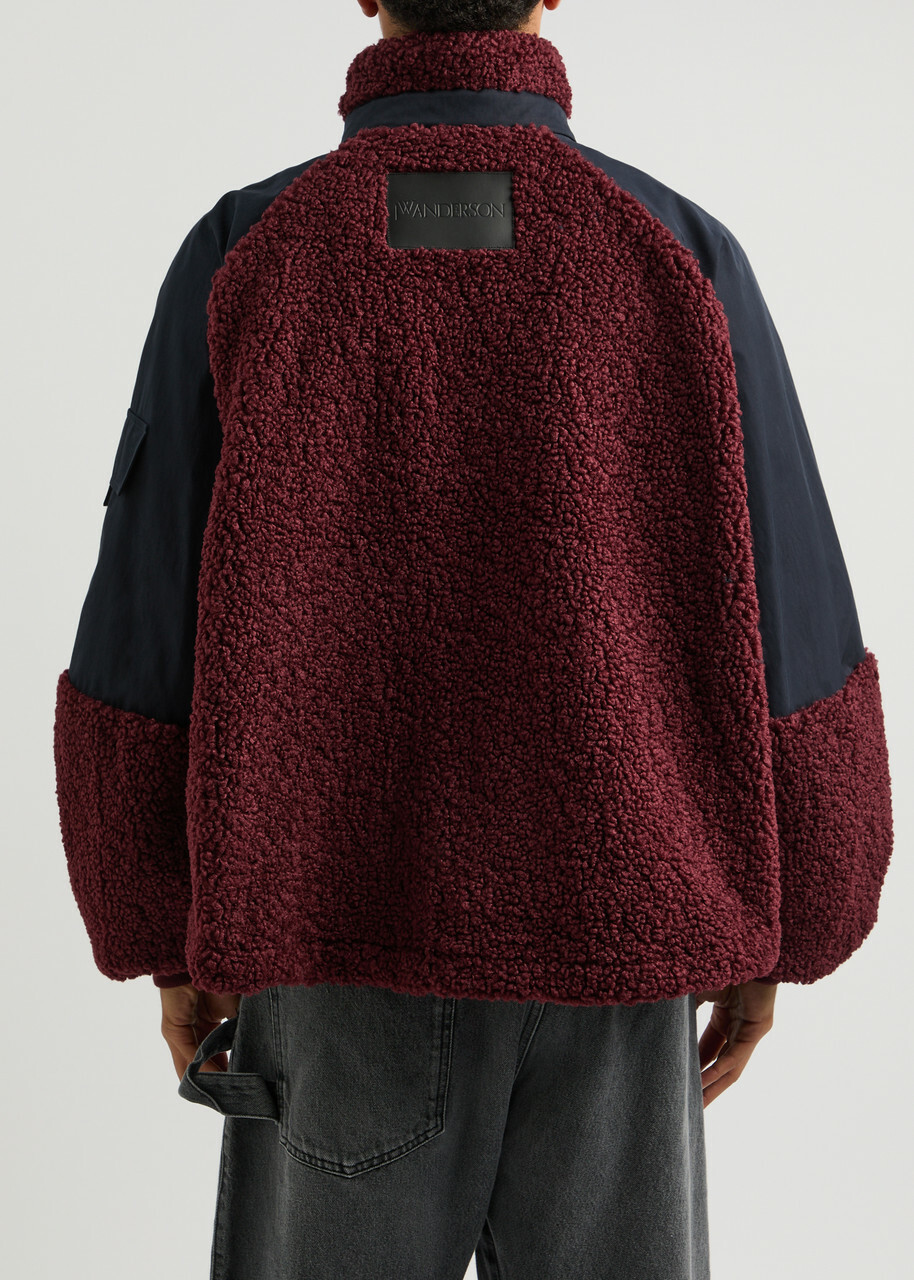 JW Anderson Fleece and Cotton-blend Jacket Burgundy JW Anderson