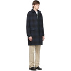 A.P.C. Navy Check Mac Mills Coat