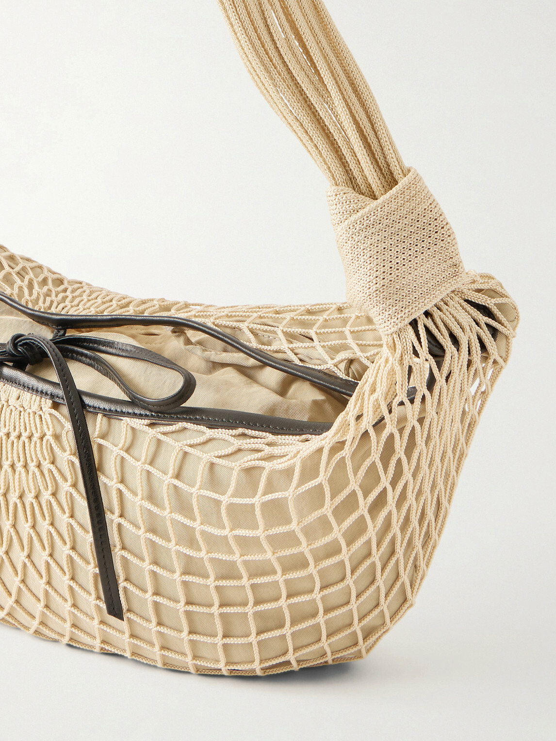 LEMAIRE - Filt Croissant Leather-Trimmed Fishnet Messenger Bag