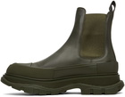 Alexander McQueen Khaki Tread Slick Chelsea Boots