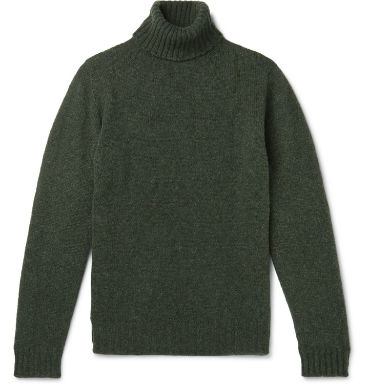 Photo: MAN 1924 - Serpentine Mélange Shetland Wool Rollneck Sweater - Green