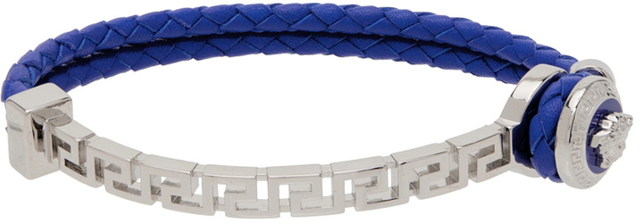 Photo: Versace Blue & Silver Leather Medusa Bracelet