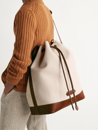 TOM FORD - Leather-Trimmed Canvas Drawstring Bag - White