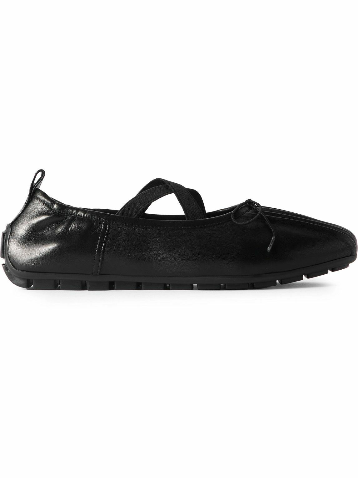 Simone Rocha - Bow-Embellished Pleated Leather Ballet Flats - Black