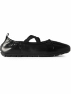Simone Rocha - Bow-Embellished Pleated Leather Ballet Flats - Black