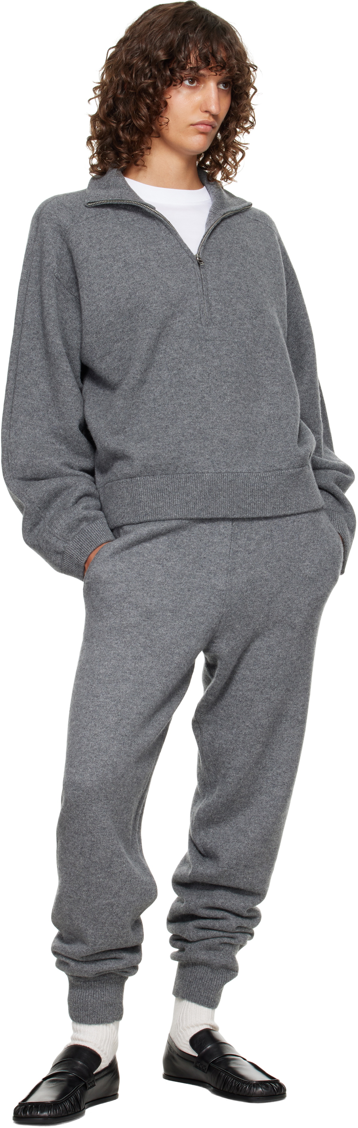 Loulou de Saison Gray Dries Cashmere Zipped Sweater