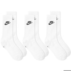 Nike Men's Everyday Essential Sock - 3 Pack in White/Black