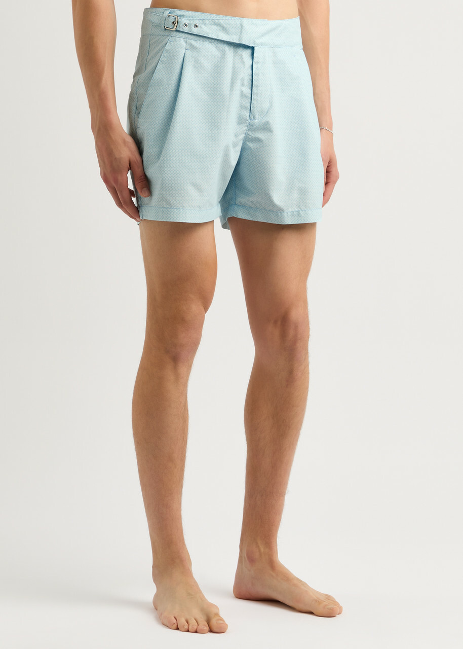 Gusari The London Printed Shell Swim Shorts Aqua