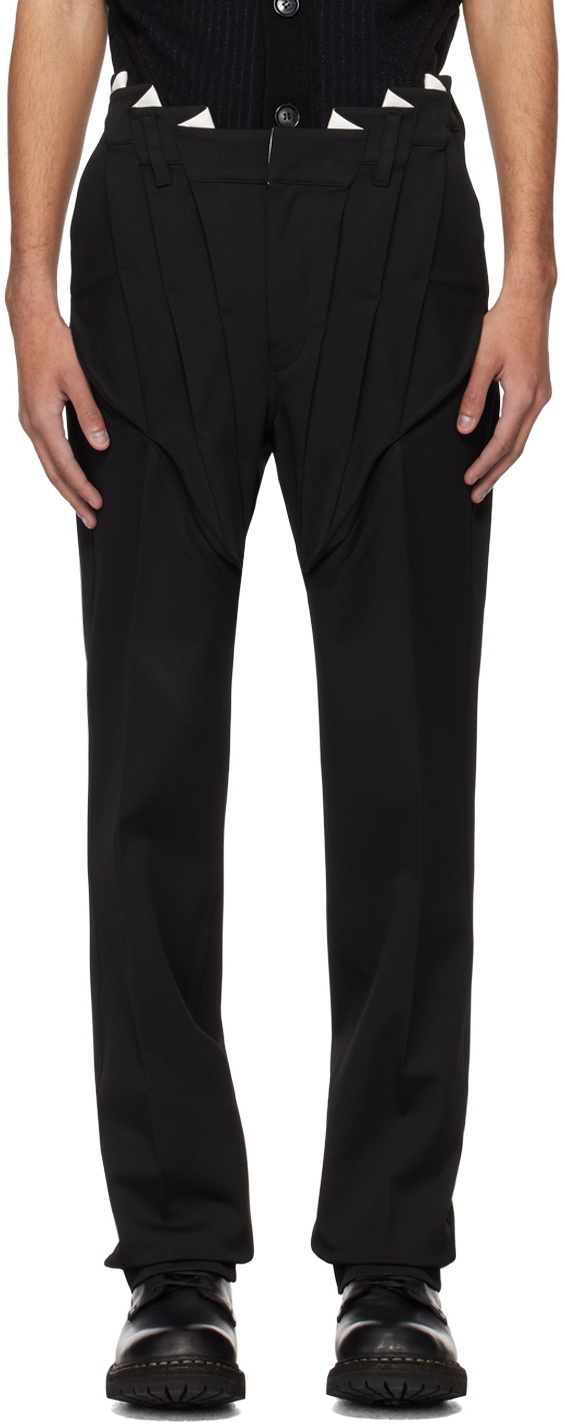 Juntae Kim Black Gathered Corset Trousers