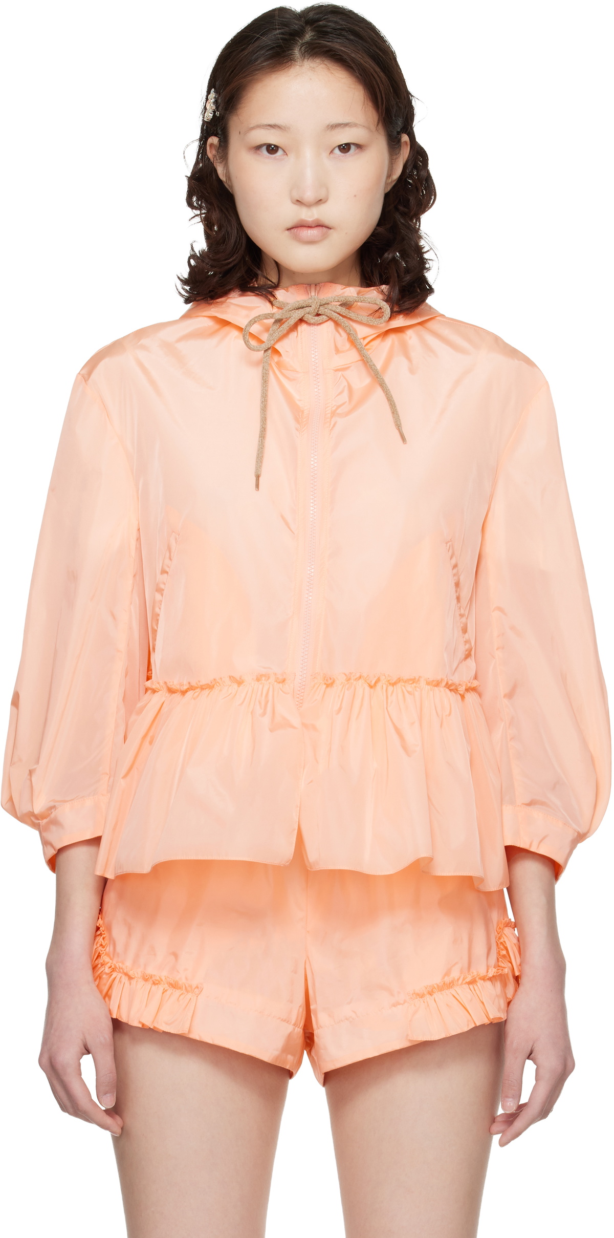 Simone Rocha Orange Ruffle Frill Peplum Jacket