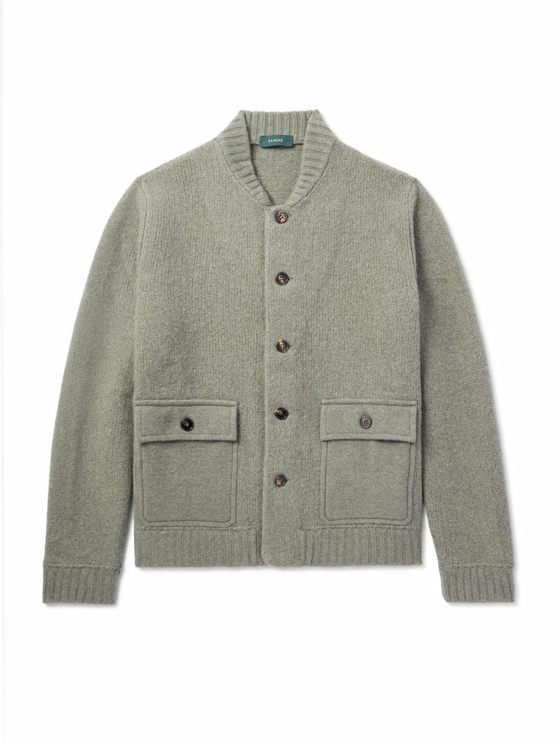 Incotex - Zanone Wool and Cashmere-Blend Felt Bomber Jacket - Green