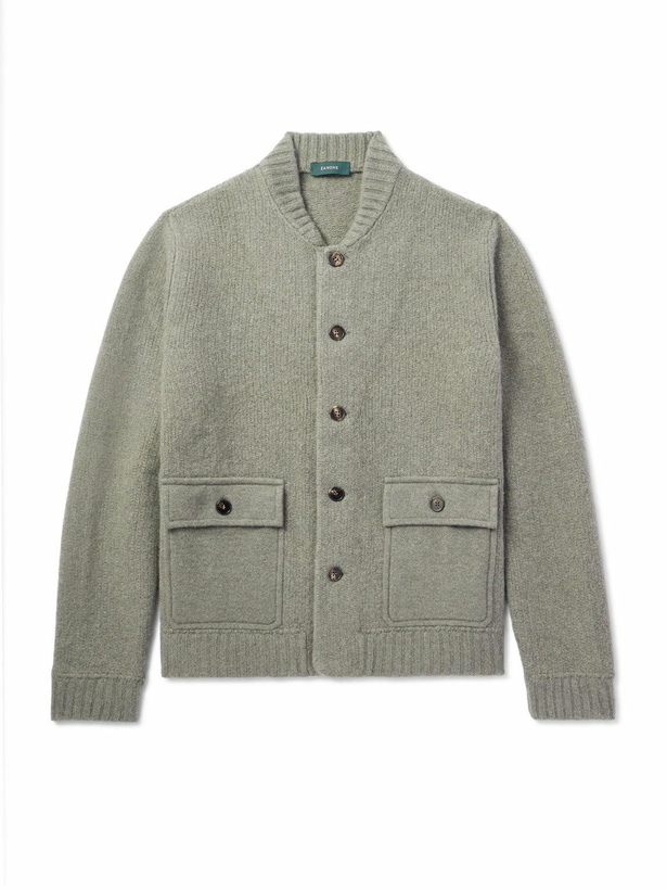 Photo: Incotex - Zanone Wool and Cashmere-Blend Felt Bomber Jacket - Green