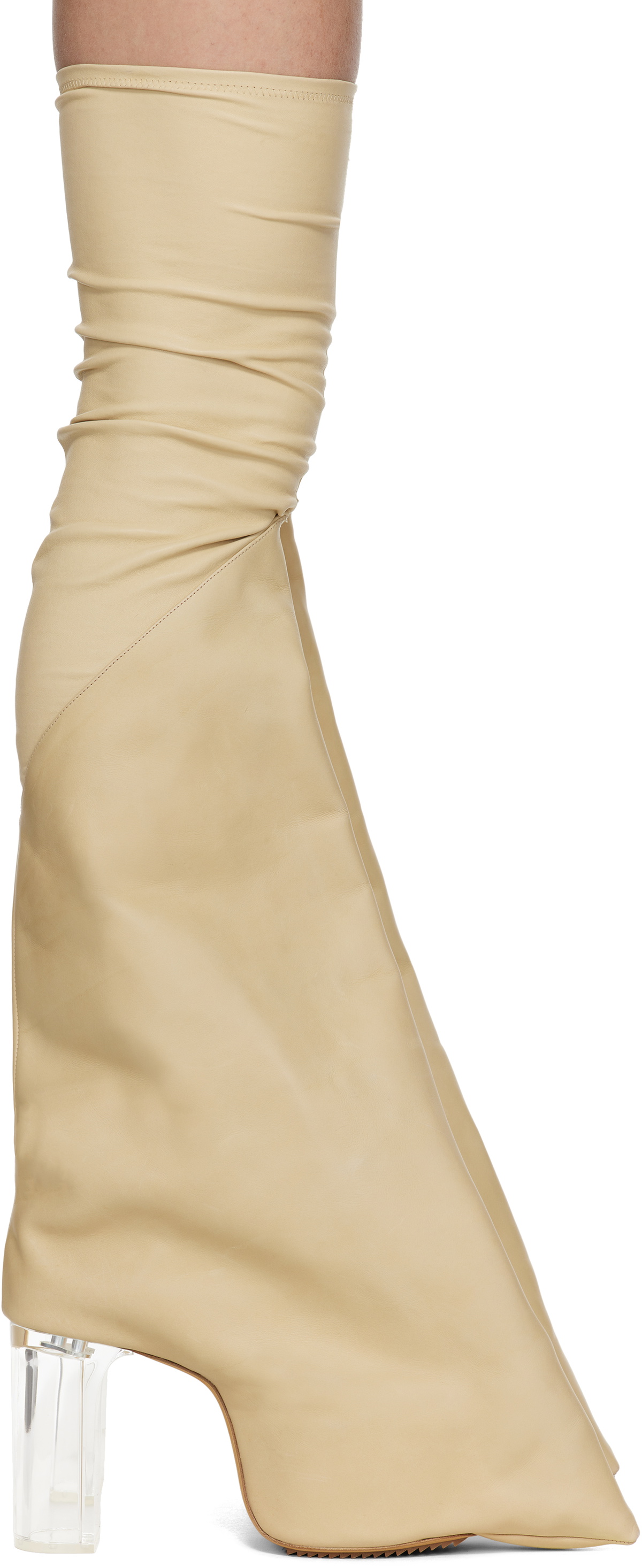 Rick Owens Beige Hollywood Taco Kiss Tall Boots Rick Owens