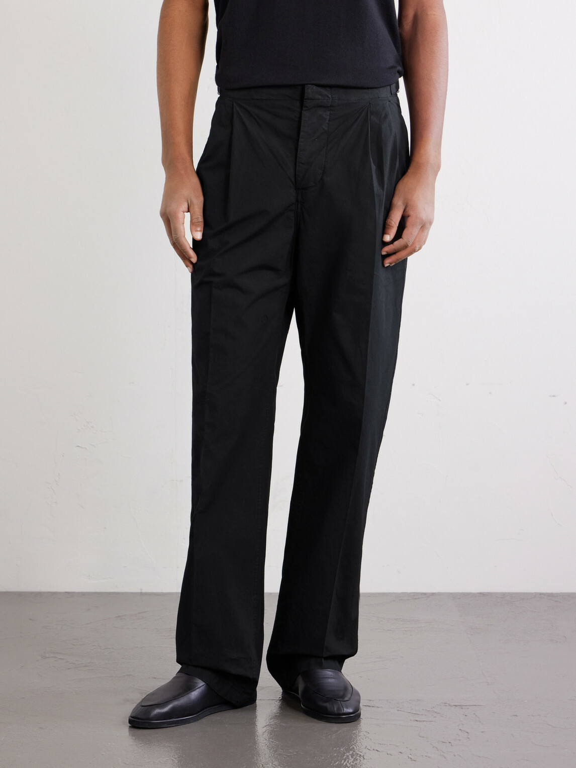 3sixteen - Safari Straight-Leg Cotton-Poplin Trousers - Black