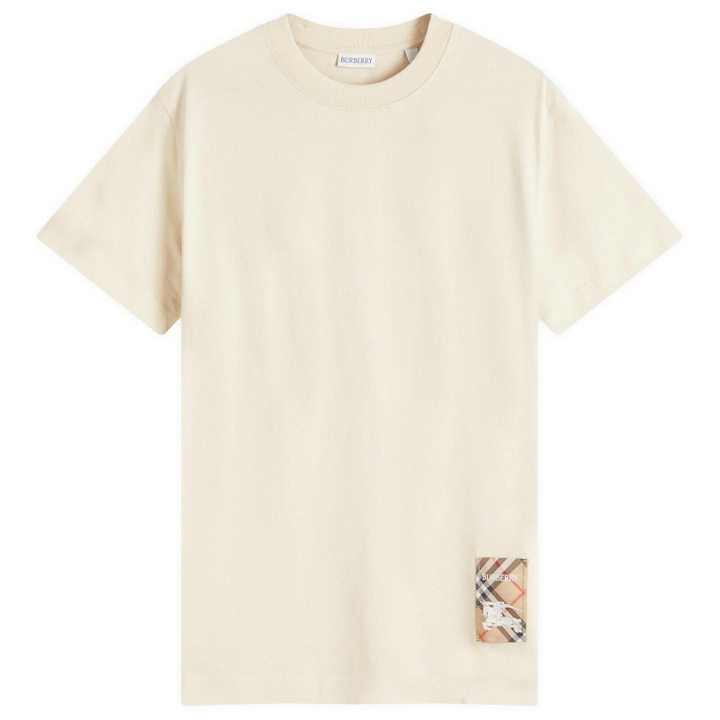 Photo: Burberry Men's Check Label T-Shirt in Nutmeg