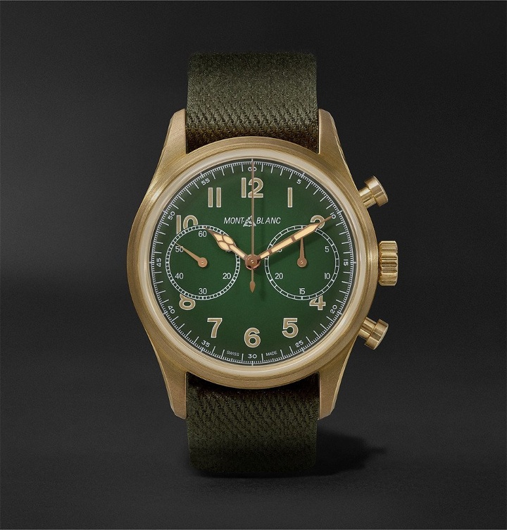 Photo: Montblanc - 1858 Geosphere Limited Edition Automatic Chronograph 42mm Bronze and NATO Watch - Green