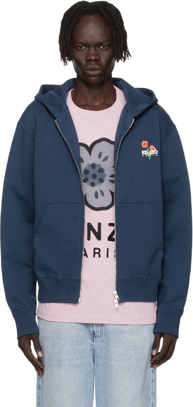 Photo: Kenzo Navy Kenzo Paris 'KENZO Archive Bouquet' Full-Zip Hoodie