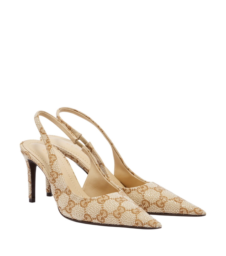 Photo: Gucci Donna GG embellished slingback pumps