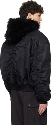 Juun.J Black Faux Fur MA-1 Reversible Bomber Jacket