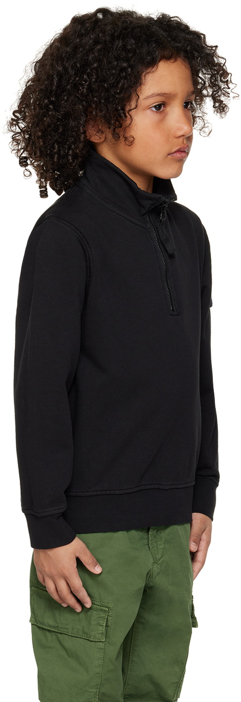 Stone Island Junior Kids Black Half-Zip Sweatshirt