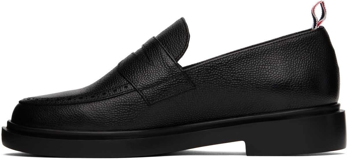Thom Browne Black Pebble Grain Penny Loafers