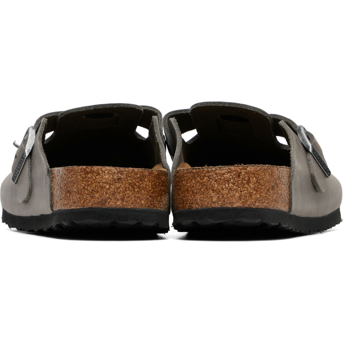 Birkenstock Gray Regular Boston Soft Footbed Oiled Leather Loafers