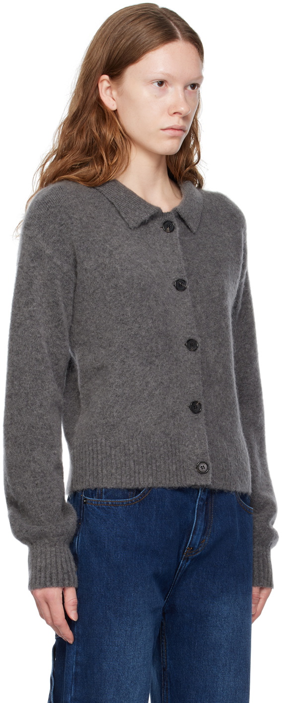 WYNN HAMLYN Gray Spread Collar Cardigan Wynn Hamlyn