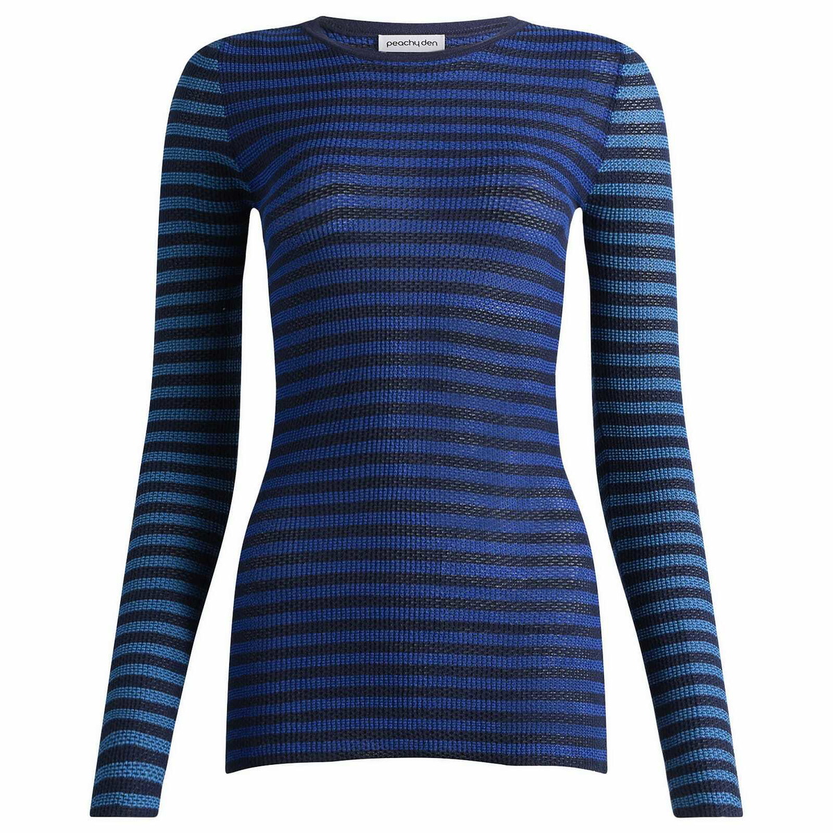Peachy Den Women's Elise Stripe Long Sleeve Top in Navy Stripe