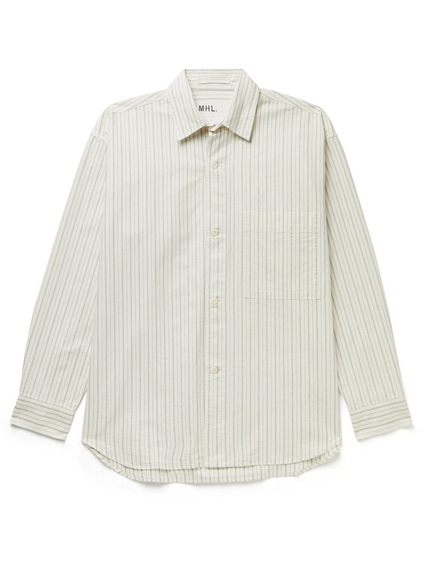 Photo: Margaret Howell - MHL Oversized Striped Organic Cotton Oxford Shirt - Neutrals