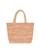 MC2 Saint Barth Pink Striped Raffia Beach Midi Bag With Cotton Pouch